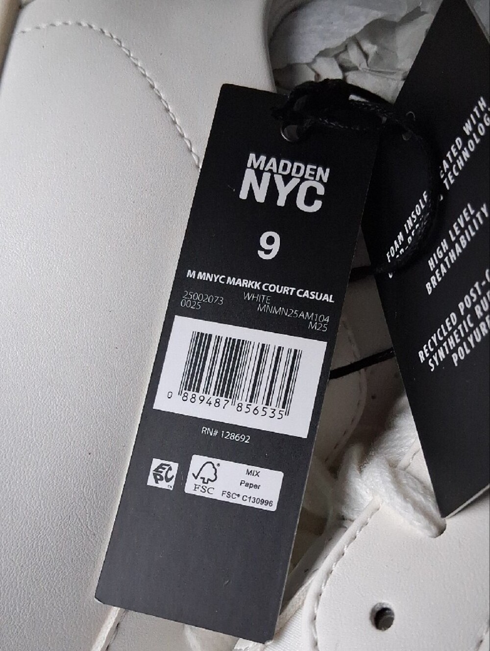 Madden NYC Minimalist Men's White Low-Top Leather Sneakers. Size 9 - Picture 2 of 6